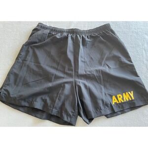 US Army APFU Physical Fitness Uniform Training Shorts Black Yellow Mens Medium